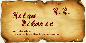 Milan Mikarić vizit kartica
